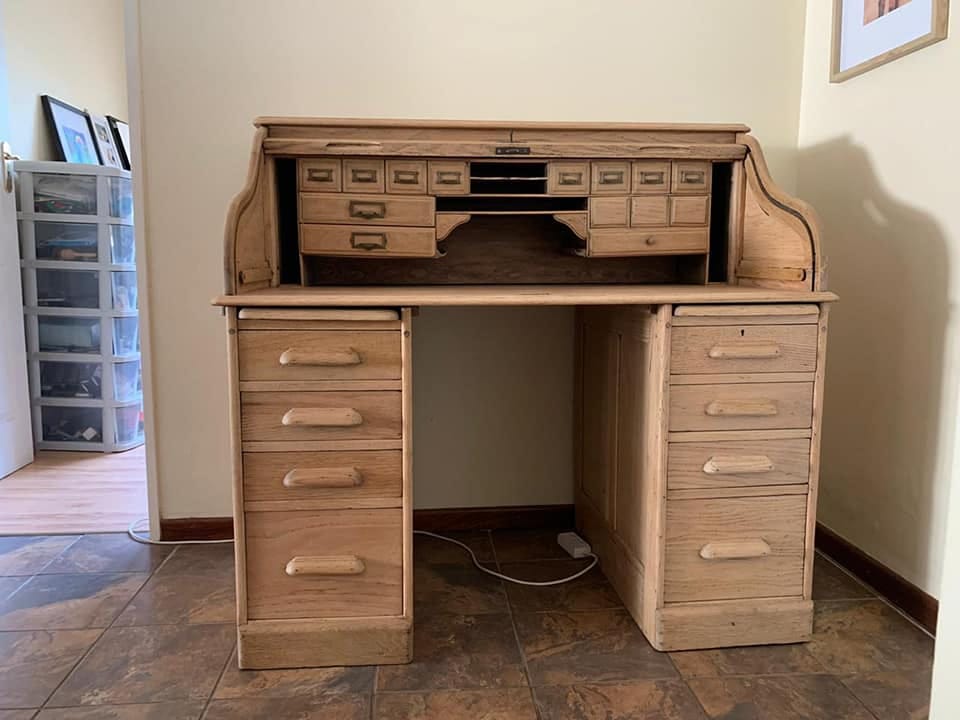 Oak roll top desk
